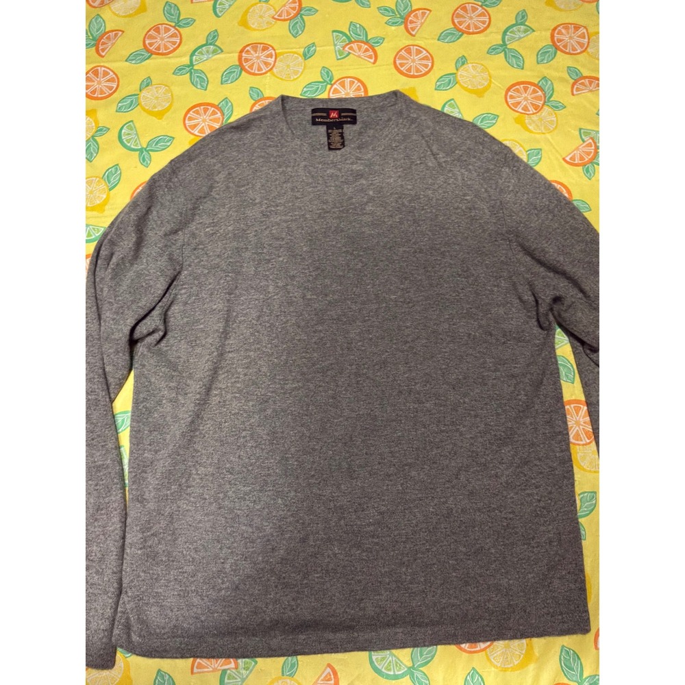 Classic Mens Member's Mark Cashmere Crewneck Sweater Large Gray